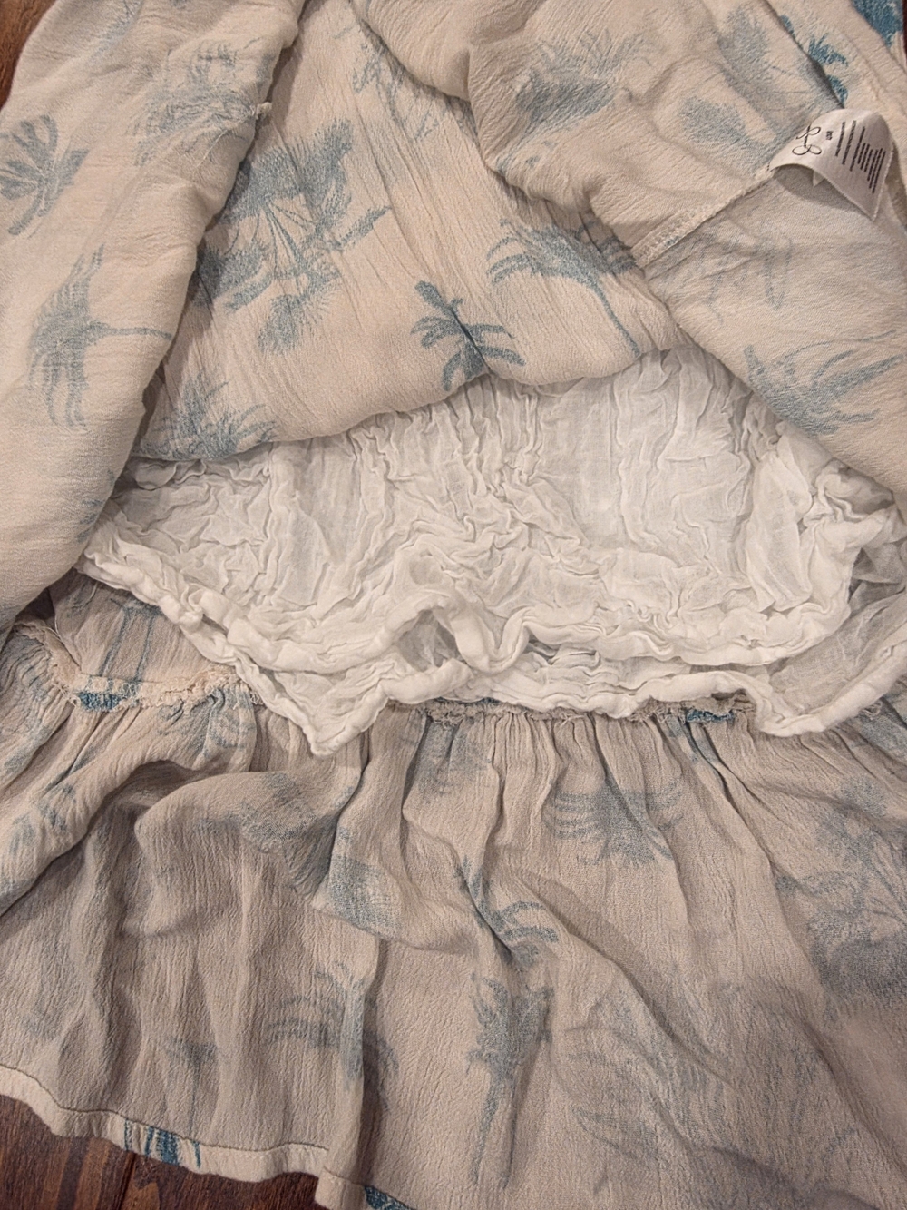 Jessica Simpson Cream Maxi Dress with Teal Print Large 10 EUC - Picture 3 of 5